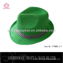 Grüne PP-Polyester Fedora Hüte am billigsten mit benutzerdefinierten Logo Werbe-Hüte